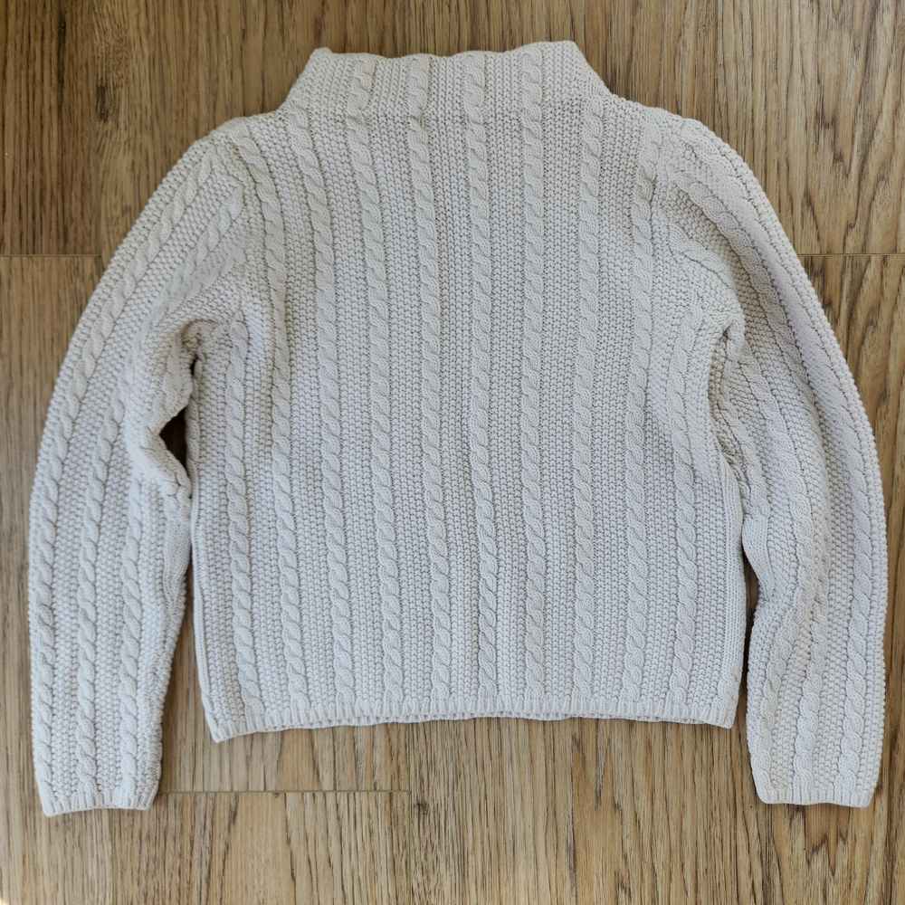 L.L. Bean Cream Cable-Knit Pullover Sweater - Picture 2 of 3